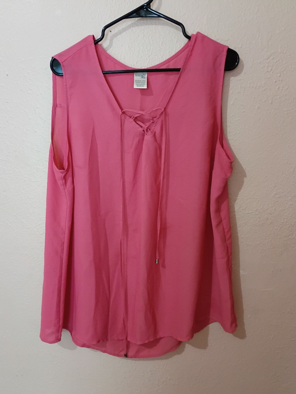 🌞 7 for $12 Terra & Sky Size 1X  Sleeveless Lace-Up Blouse